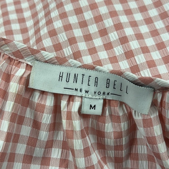 Hunter Bell Womens Rosette Pink Check Lucia Scoop Neck Top Cottagecore Medium - Picture 8 of 10